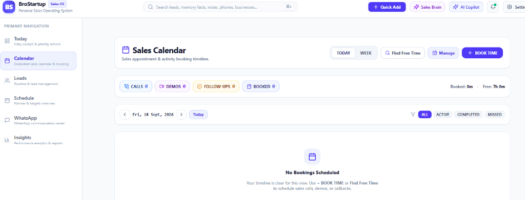 BroStartup – SalesOS main interface preview